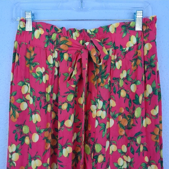Signature Studio Lemon Citrus Print High Waist Maxi Skirt Pink Size Small - Picture 2 of 12